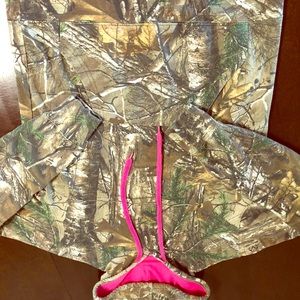 Real tree hoodie with pink inside